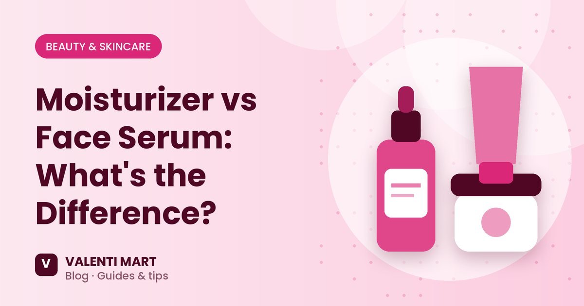 A dropper bottle of face serum beside a jar of moisturiser cream
