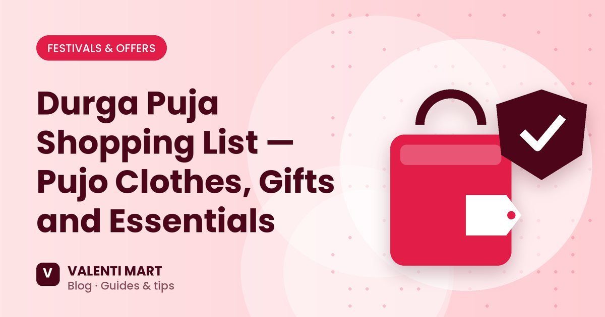 A red and white saree, panjabi and dhaak drum decorations for Durga Puja