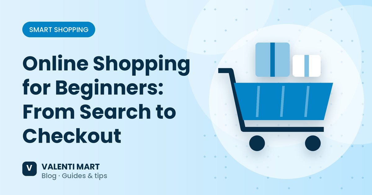 A first-time shopper using a phone to browse products with a shopping cart icon