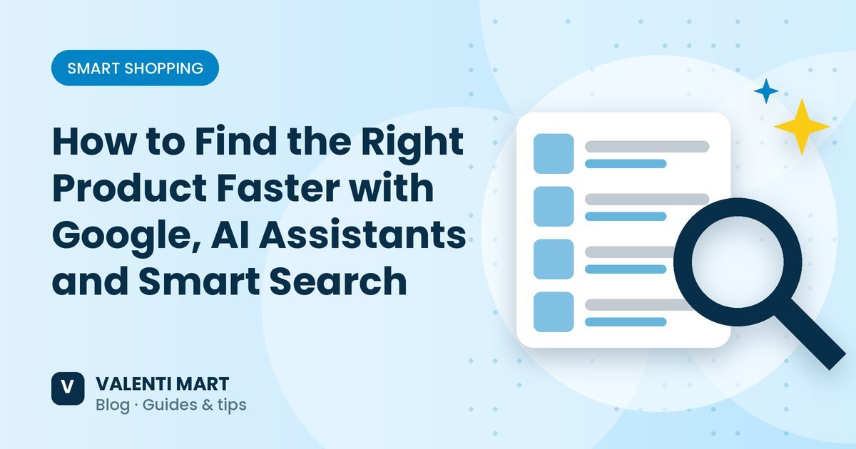 A shopper using a phone with search filters and an AI assistant chat to compare products