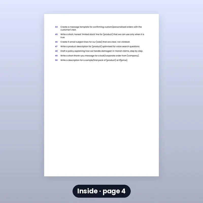 AI Prompt Pack — E-commerce Sellers (50 Prompts) — photo 4