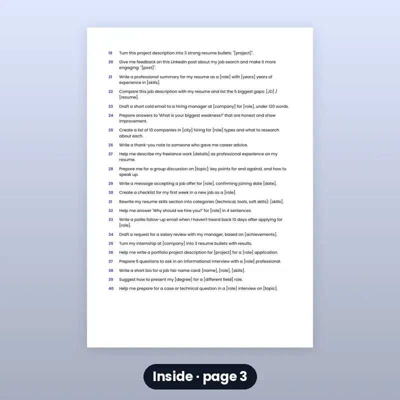 AI Prompt Pack — Job Seekers (40 Prompts) — photo 3