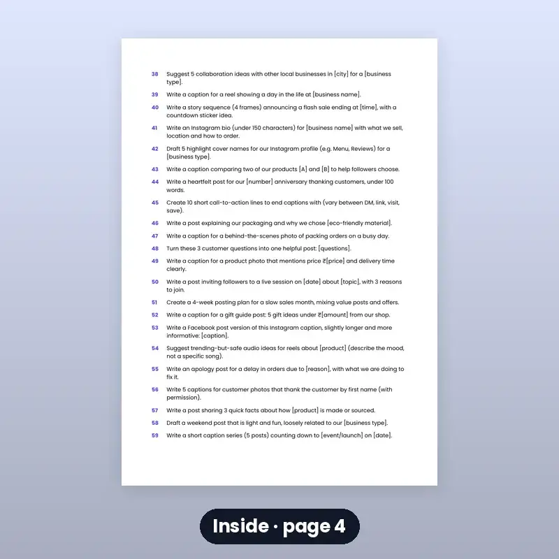 AI Prompt Pack — Small Business Social Media (60 Prompts) — photo 4