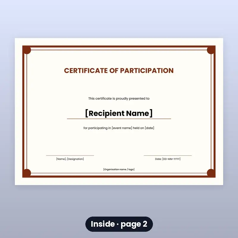 Certificate of Participation Templates — 10 Designs — photo 2