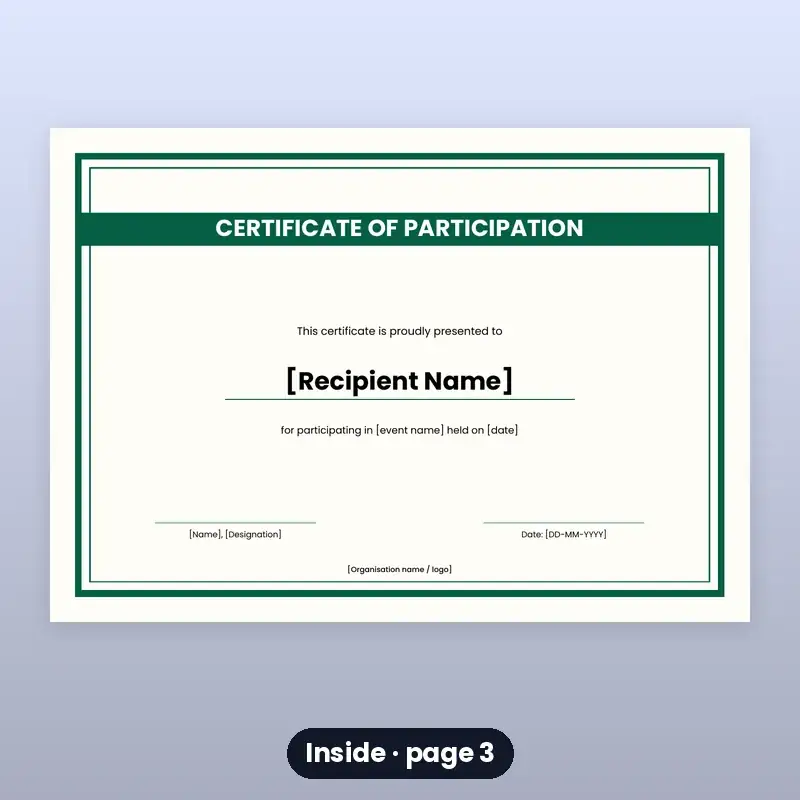 Certificate of Participation Templates — 10 Designs — photo 3