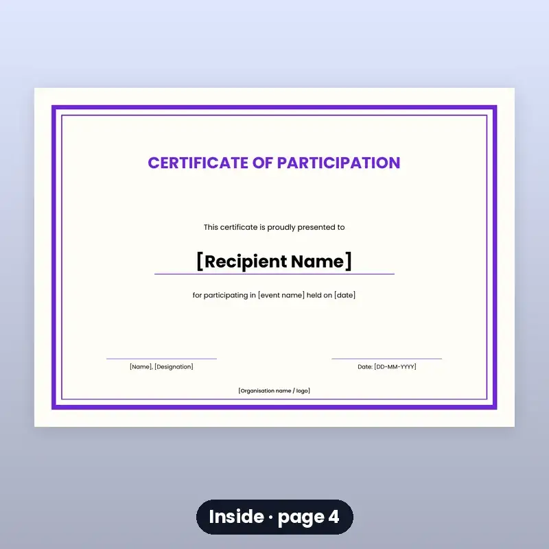 Certificate of Participation Templates — 10 Designs — photo 4