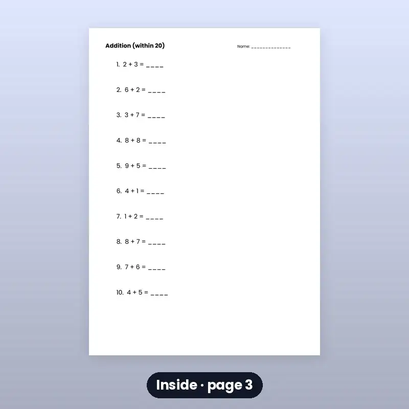 Kids Maths Worksheets — Class 1 (50 Pages) — photo 3