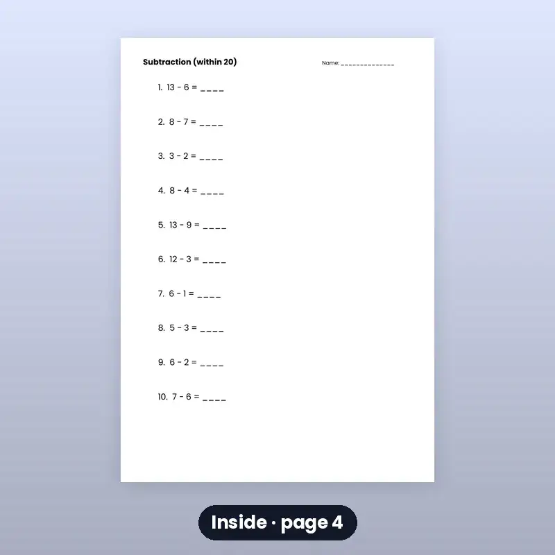 Kids Maths Worksheets — Class 1 (50 Pages) — photo 4