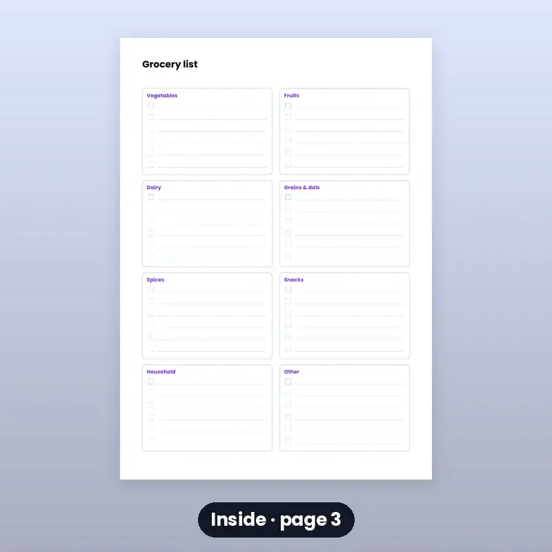 Meal Planner & Grocery List — Printable — photo 3