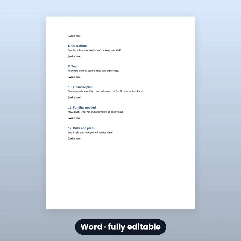 Simple Business Plan Template — Word — photo 2