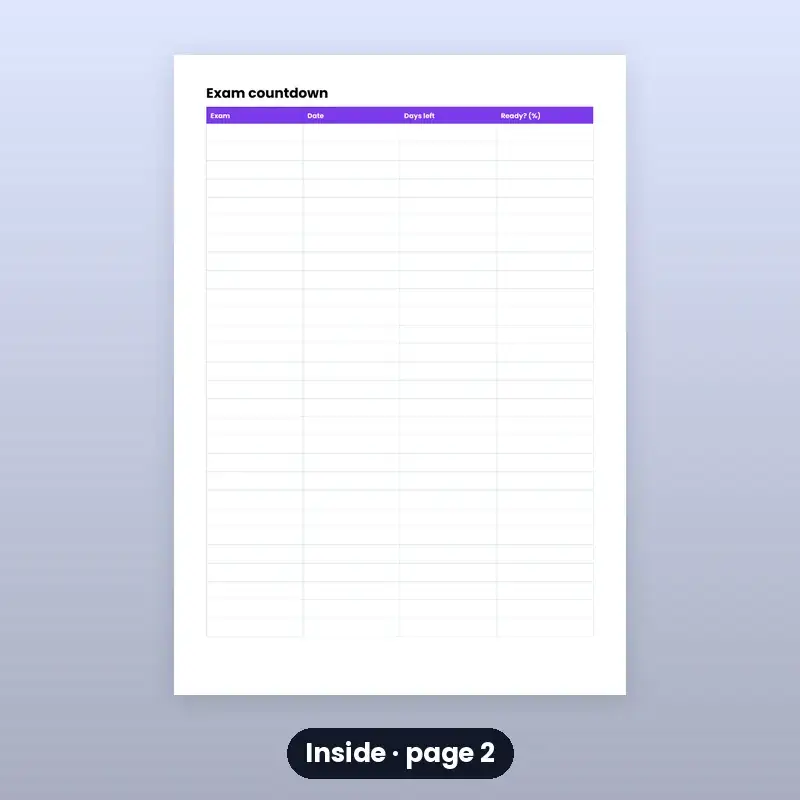 Student Study Planner — Printable — photo 2