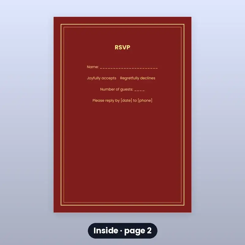 Wedding Invitation Template — Traditional Red & Gold — photo 2