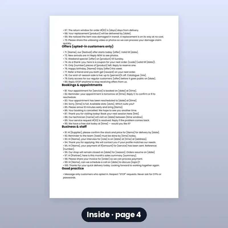 WhatsApp Business Message Templates (100) — photo 4