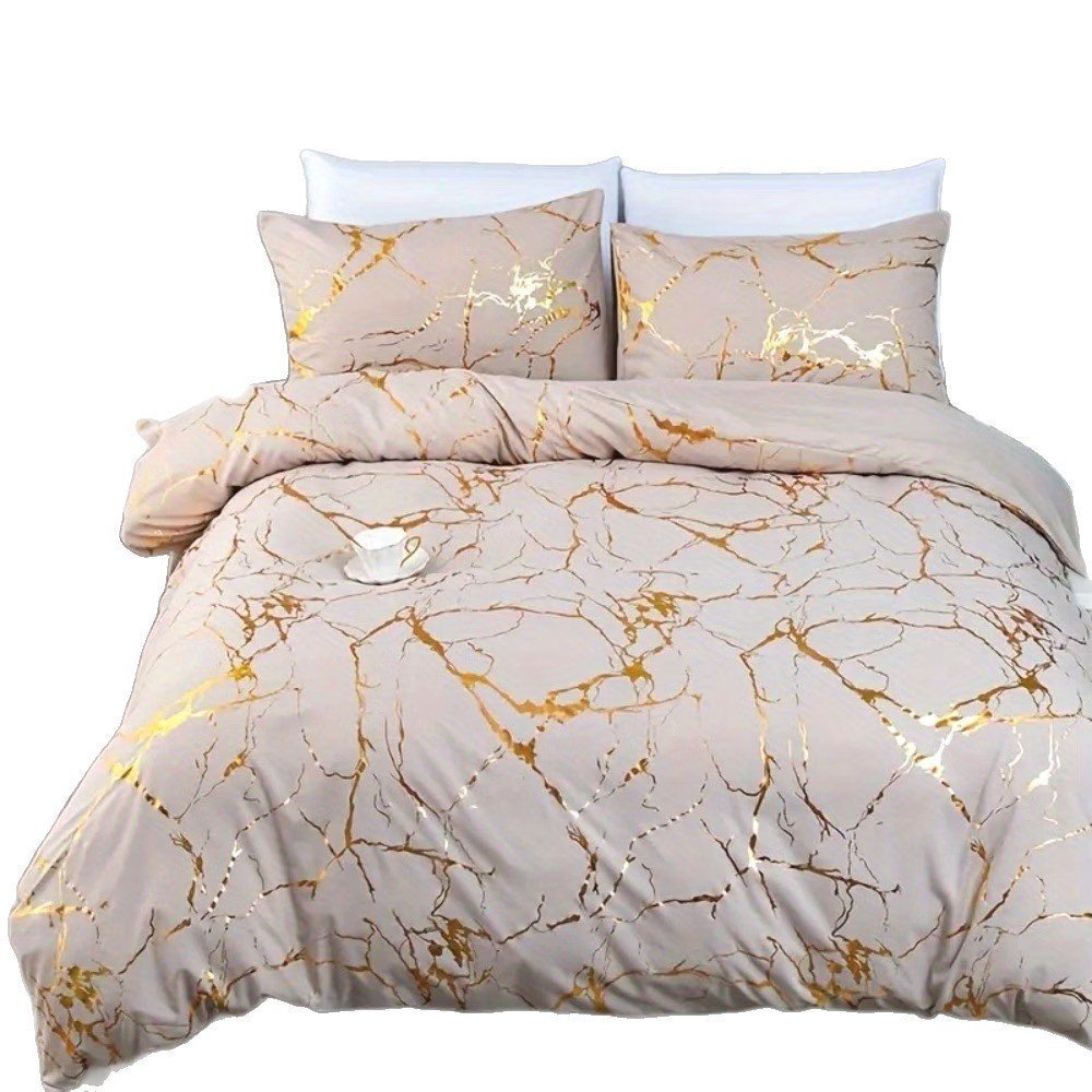 Digital-printed Brushed Fabric Marble Three-piece Set