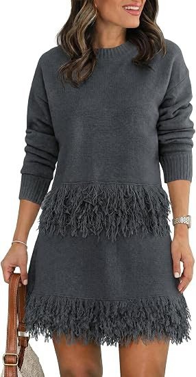 Women's Fashionable Casual Round-Neck Tassel Skirt Set