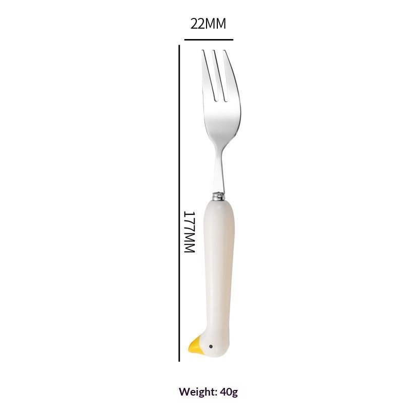 Porcelain Handle Stainless Steel Spoon Fork — photo 2