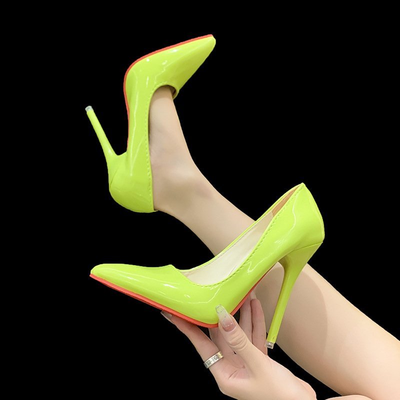 Womens 12cm Stiletto Patent Leather Work Shoes
