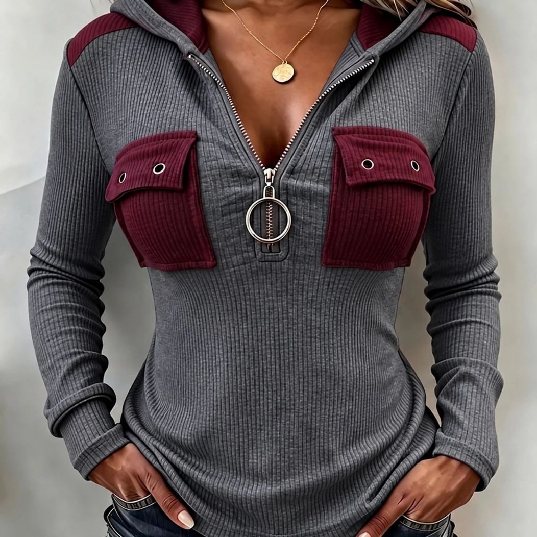 Women's Fashion Hooded Long Sleeve Top