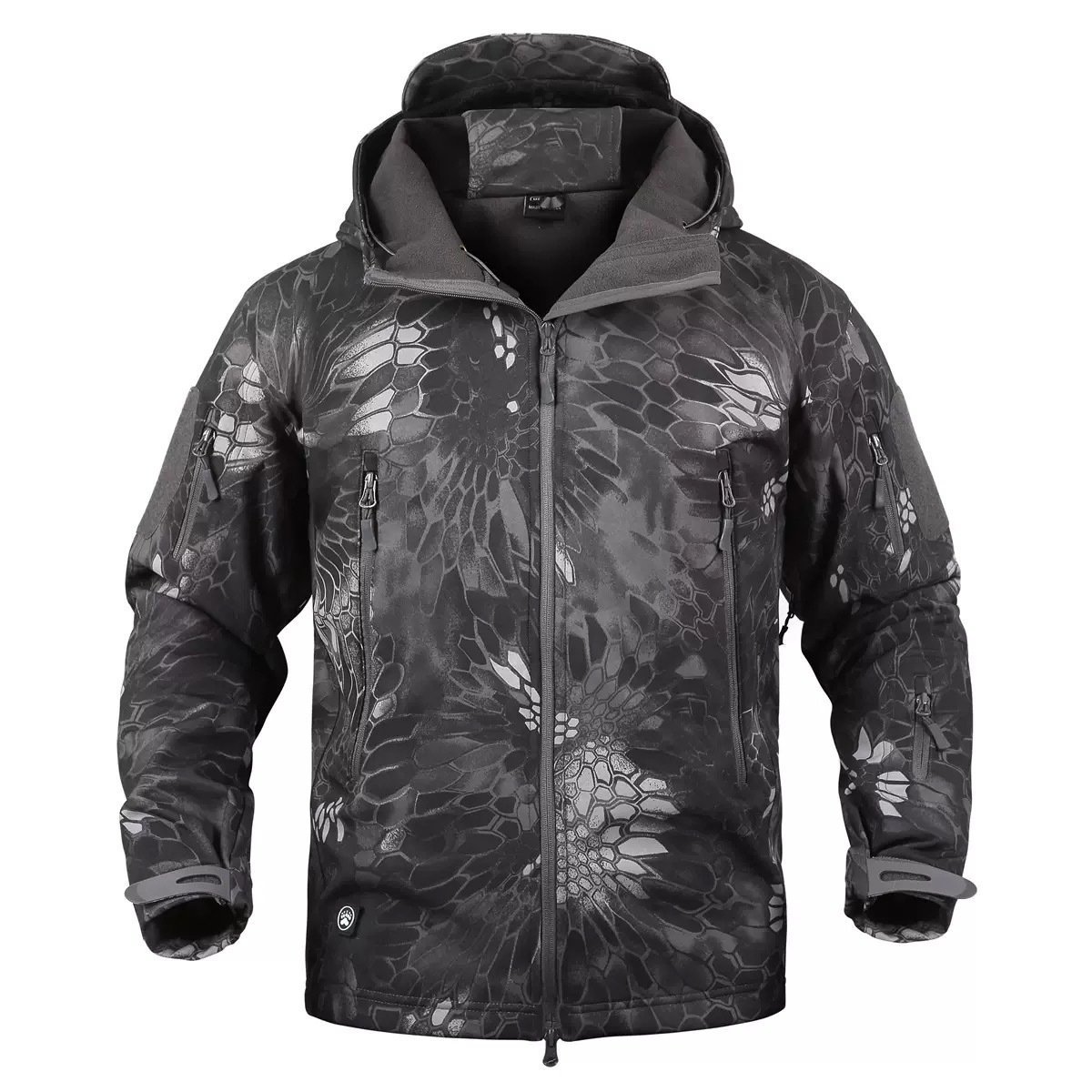 Warm Wear-resistant Hooded Camouflage Windbreaker With Fleece Lining — photo 3