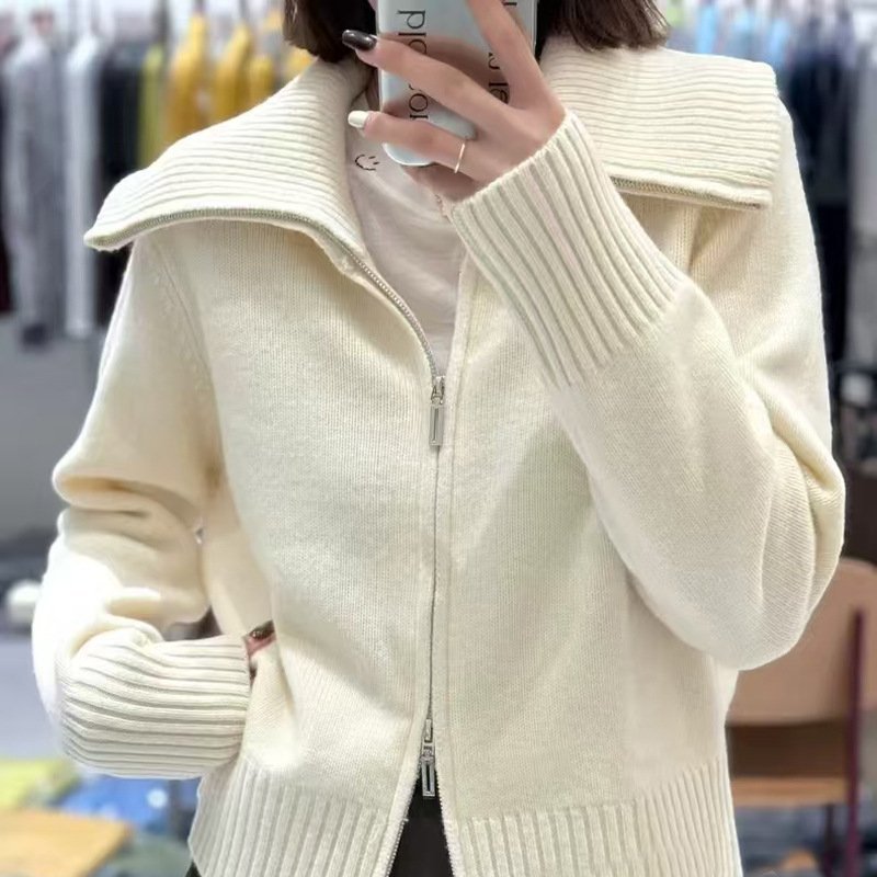 Women's Double-open Zipper Sweater Coat