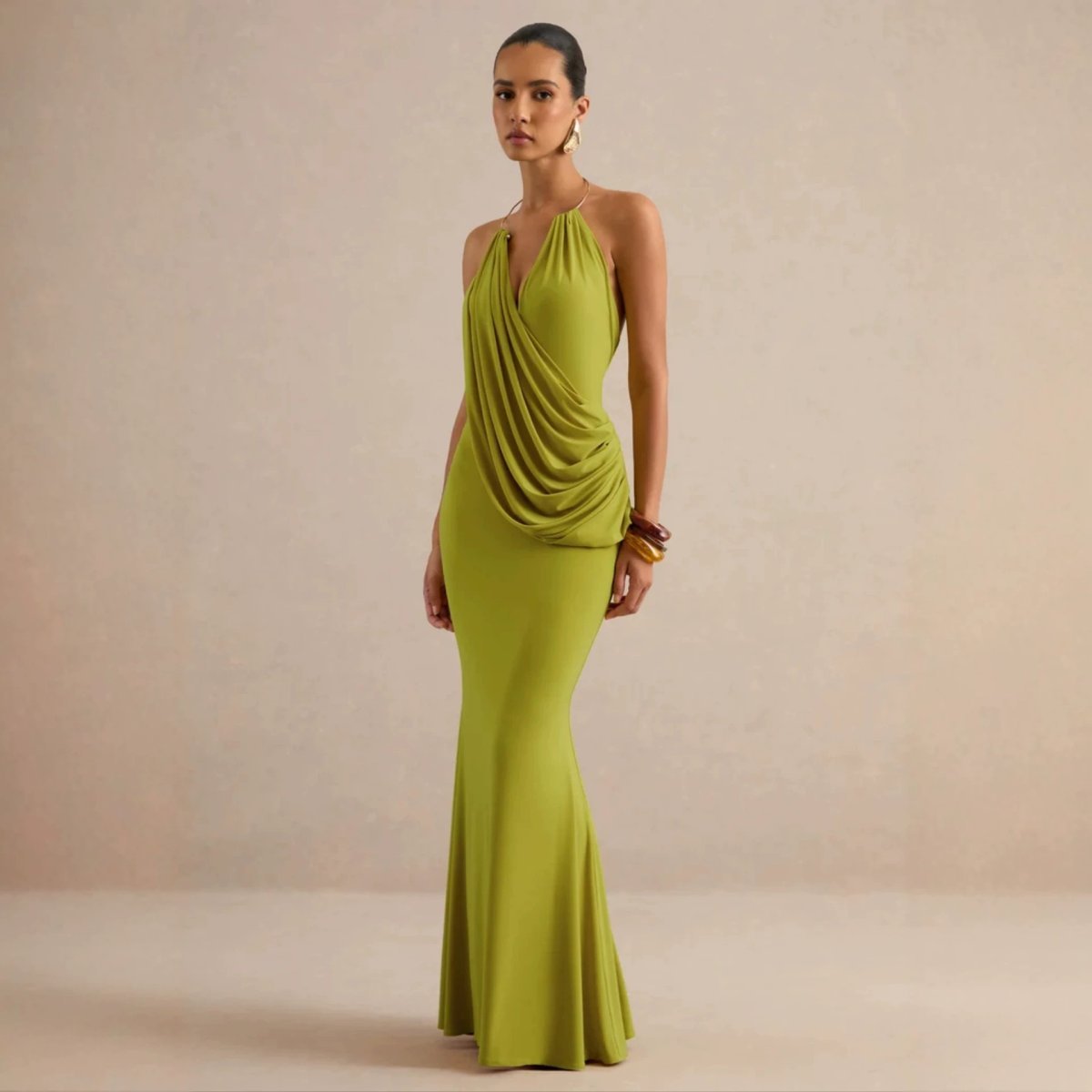 Halter V-neck Dress For Women