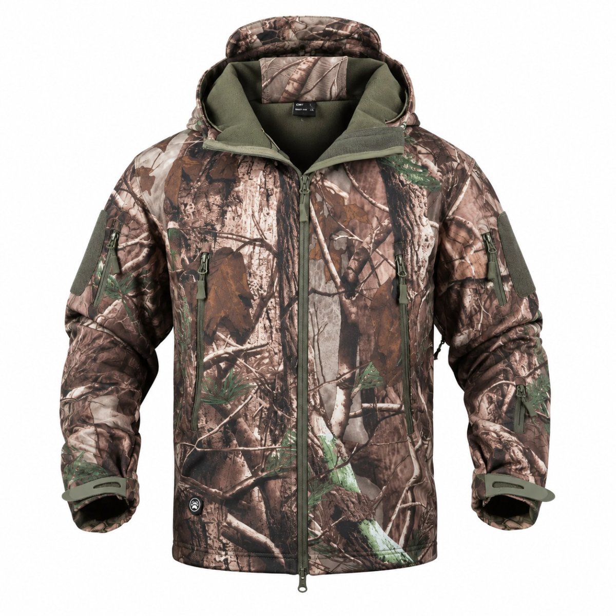 Warm Wear-resistant Hooded Camouflage Windbreaker With Fleece Lining — photo 4