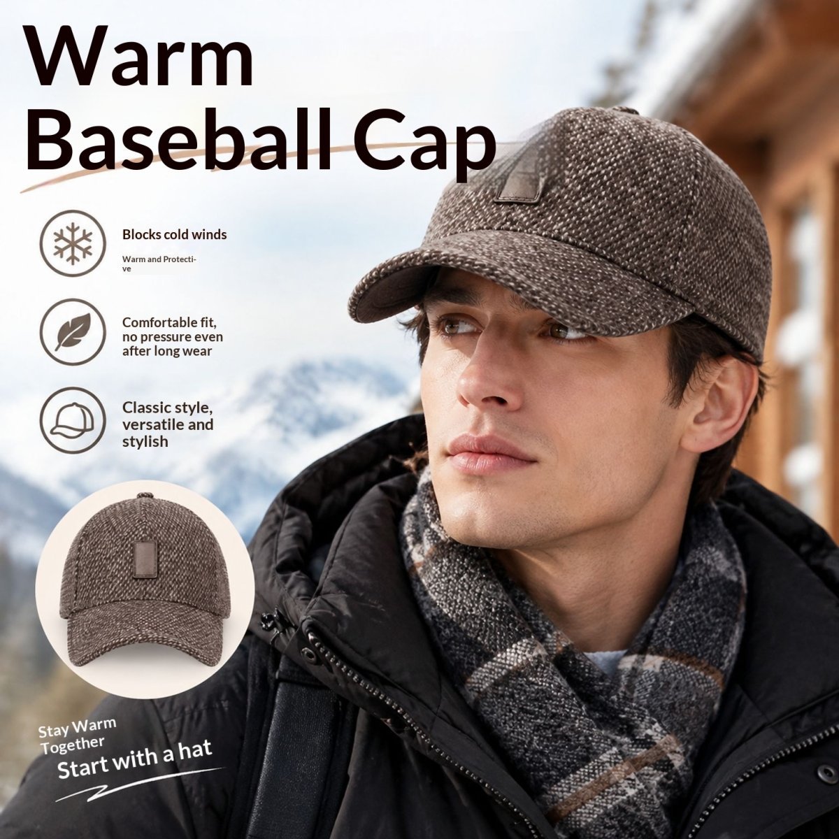 Warm Peaked Cap Men's Winter Pure Cotton — photo 3