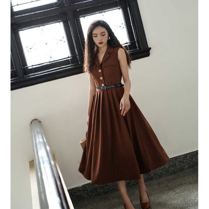 Retro Dress Suit Collar Sleeveless Workwear Skirt — photo 4