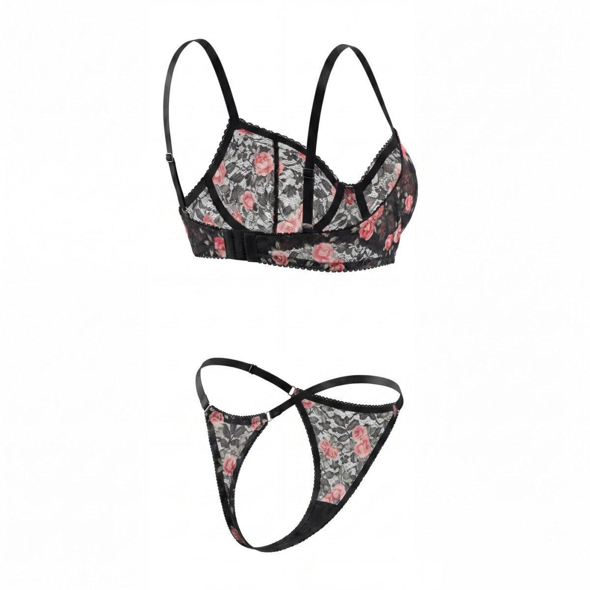 Women's Sexy Lace Lingerie Set With Floral Print — photo 3