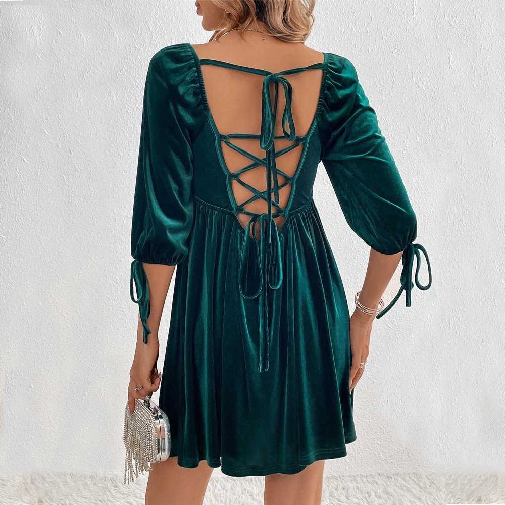 Lace-up Fashion High Waist Women's Dress — photo 3