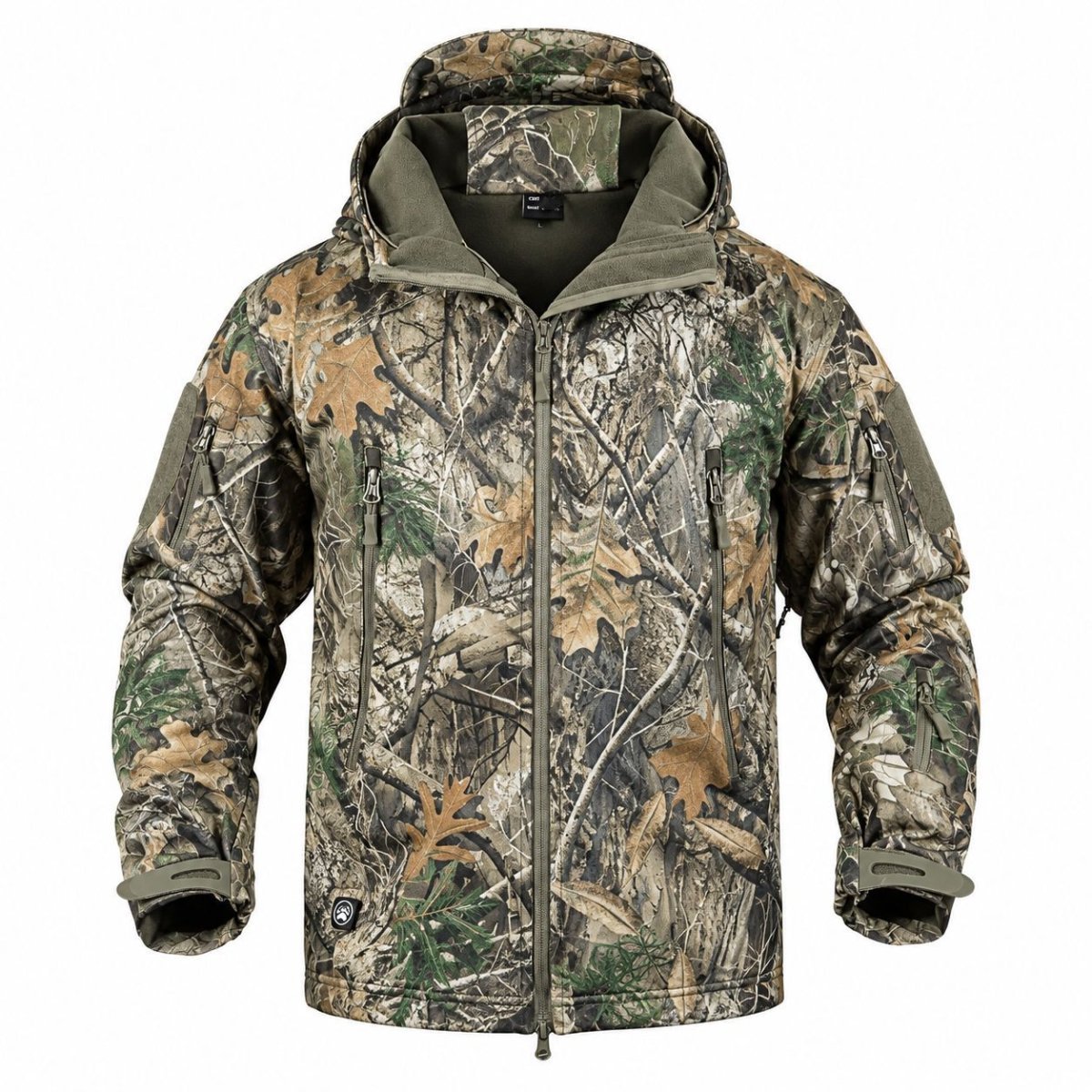 Warm Wear-resistant Hooded Camouflage Windbreaker With Fleece Lining — photo 2