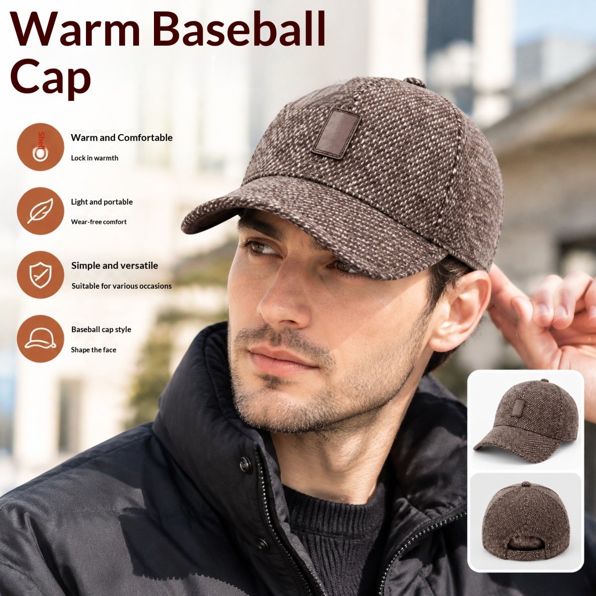 Warm Peaked Cap Men's Winter Pure Cotton