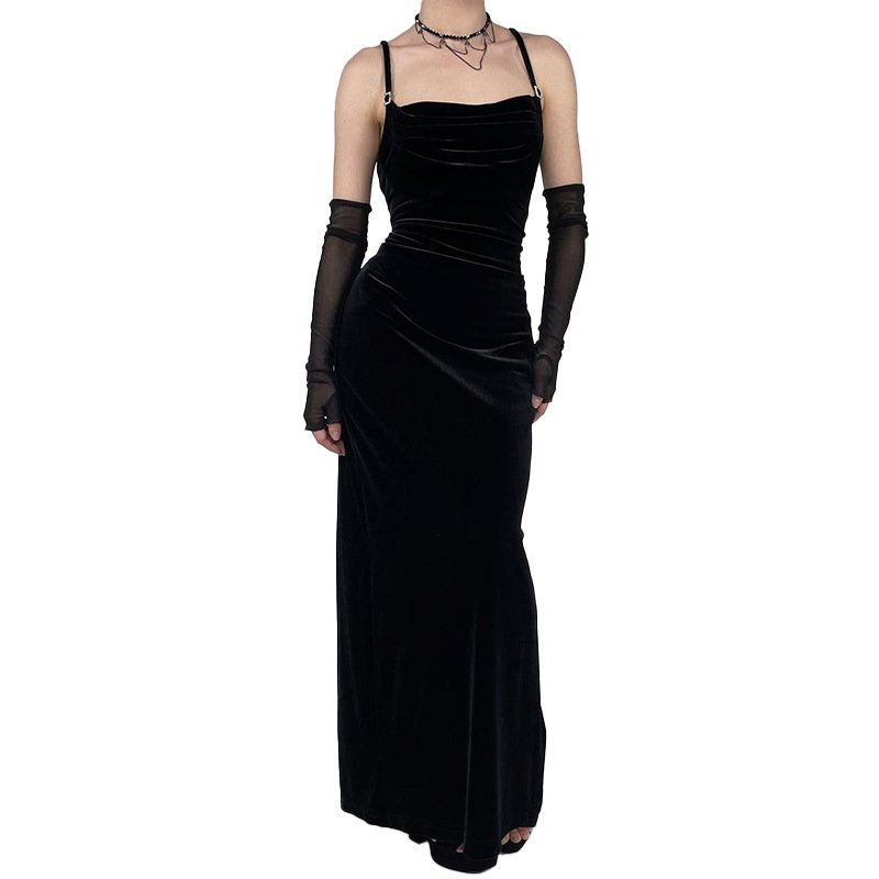 Backless Velvet Dress Women's Sling — photo 2