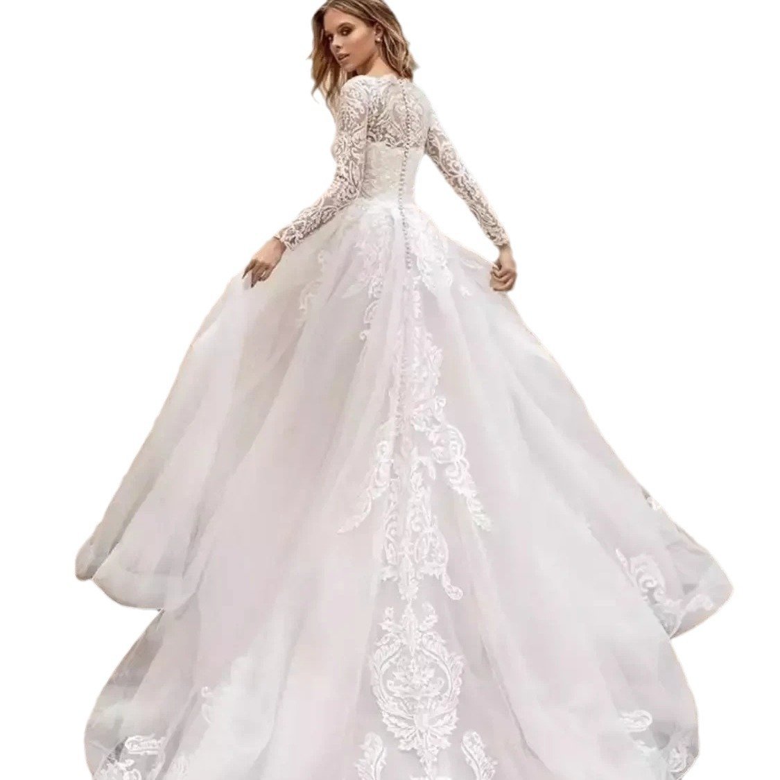 Long Sleeve Exquisite Wedding Dress — photo 3