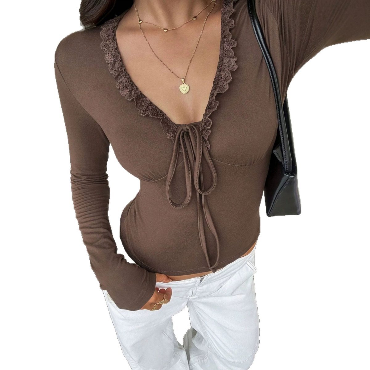 Women's Retro Lace V-Neck Long-Sleeve Top — photo 2