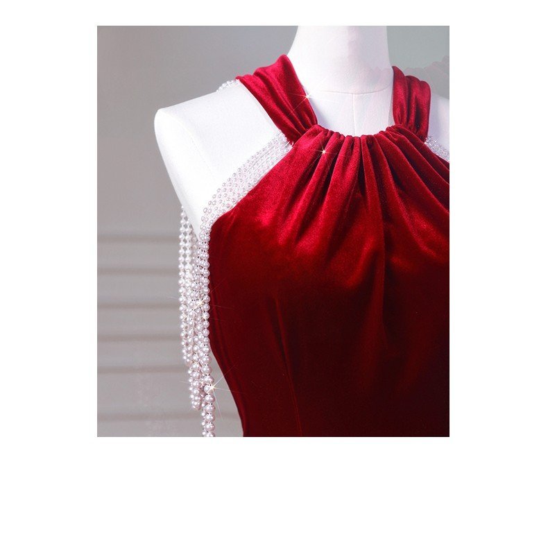 Velvet Fish Tail Cocktail Dress Bridal Engagement — photo 4