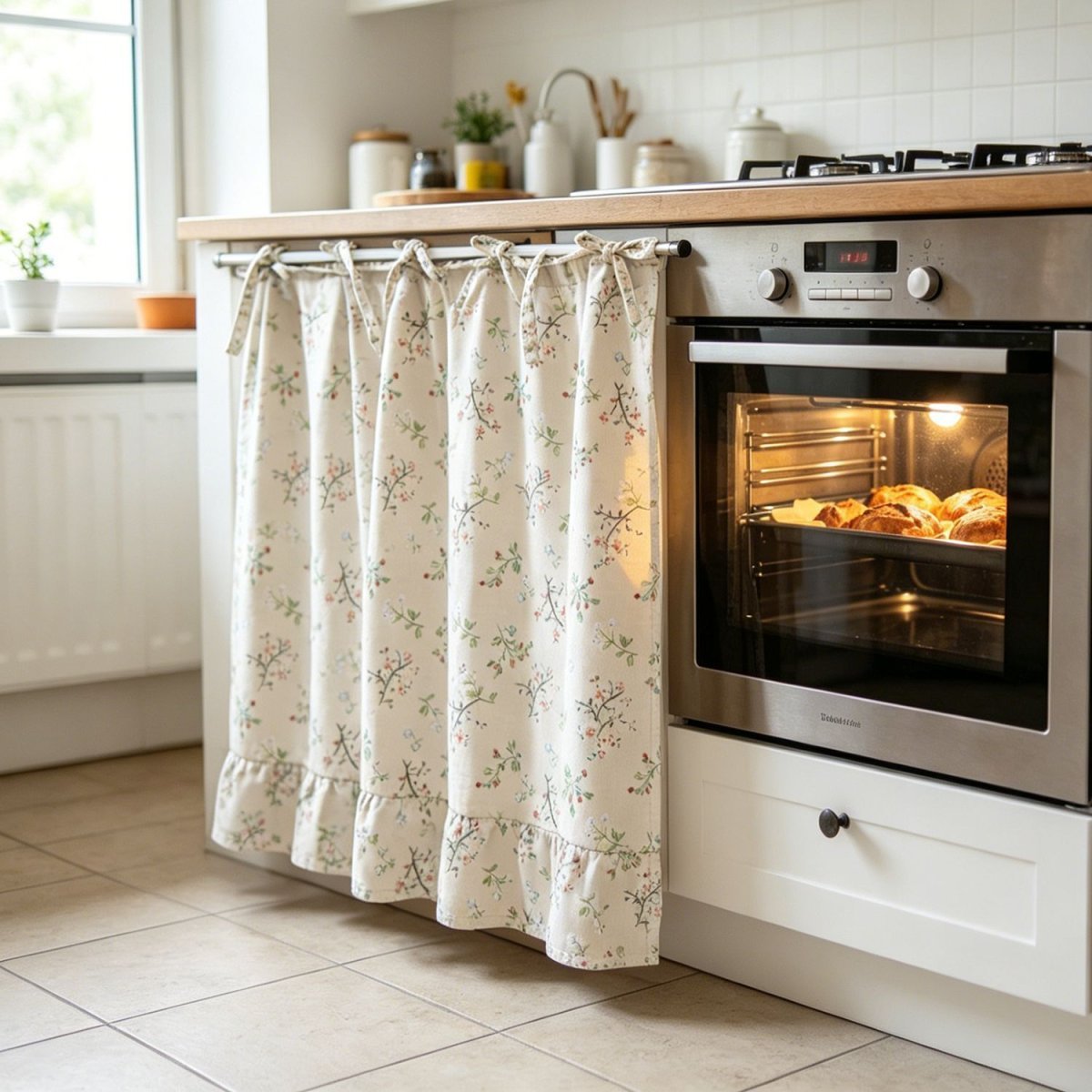 Cotton Linen Floral Half Curtain For Kitchen Cabinets — photo 3