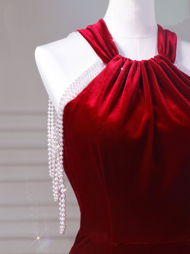 Velvet Fish Tail Cocktail Dress Bridal Engagement — photo 3