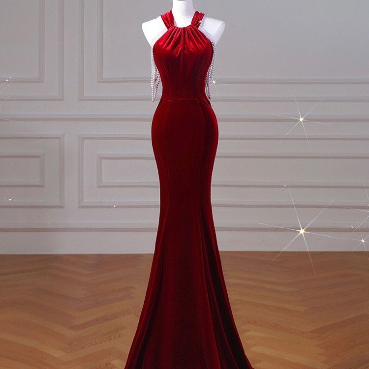 Velvet Fish Tail Cocktail Dress Bridal Engagement — photo 2