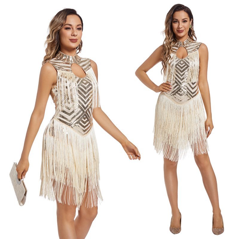 Ladies Tassel Sequins Dress Retro — photo 4