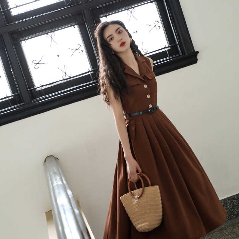 Retro Dress Suit Collar Sleeveless Workwear Skirt — photo 3