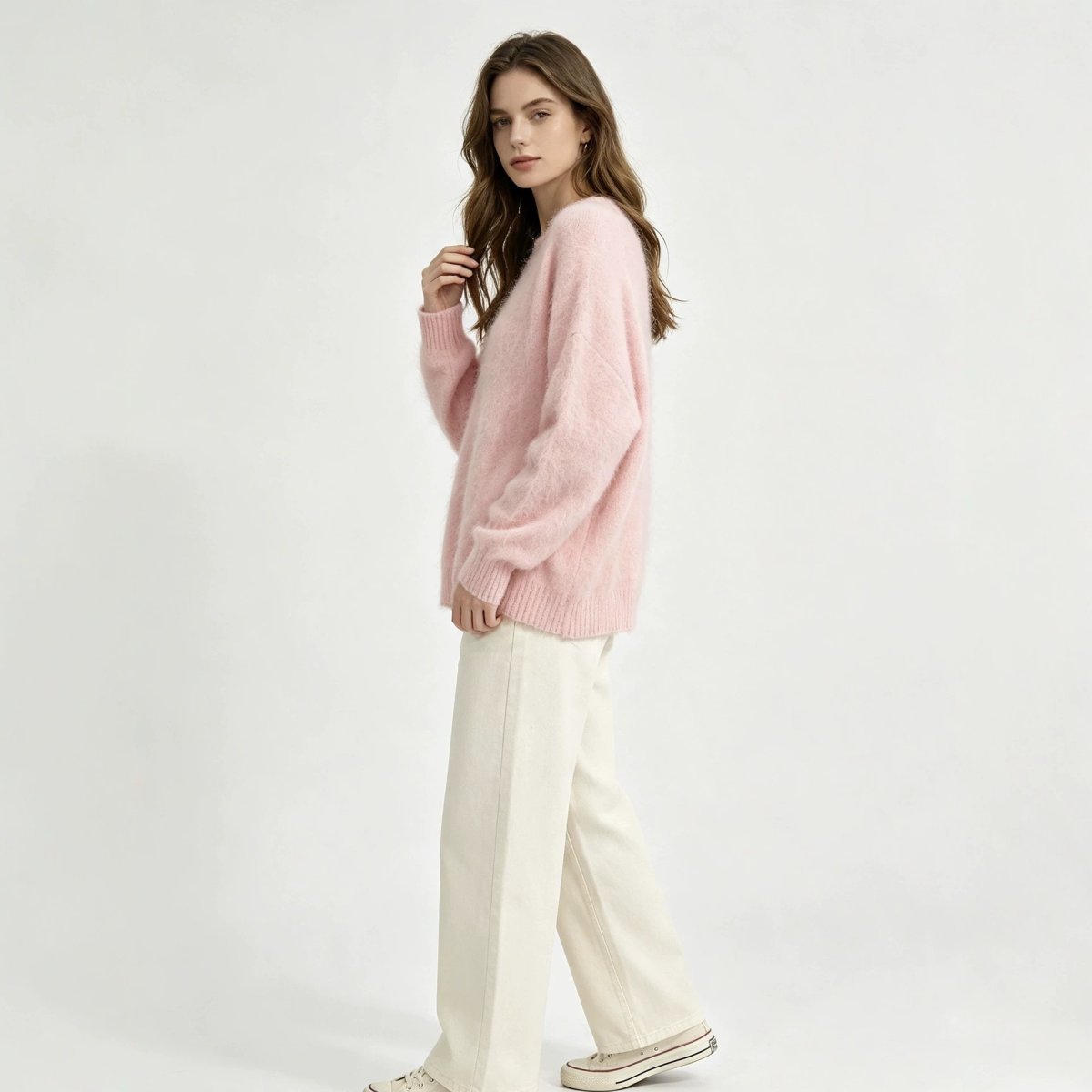 Round Neck Soft Glutinous Knitted Top Pullover Sweater
