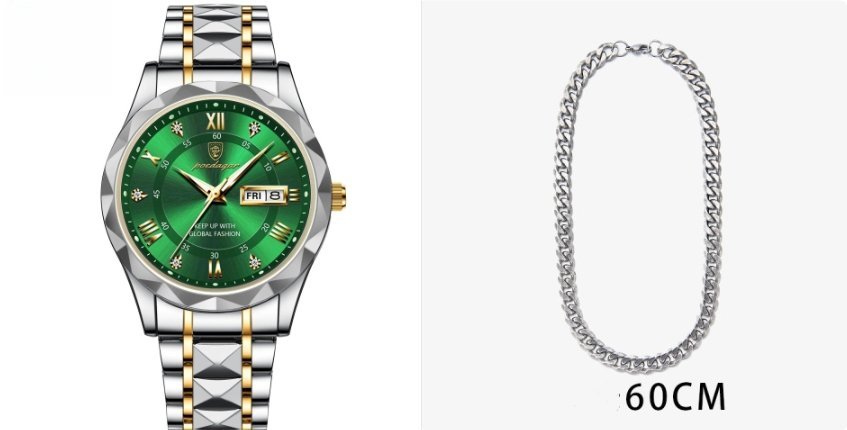 Men's Waterproof Double Calendar Luminous Quartz Watch — photo 3