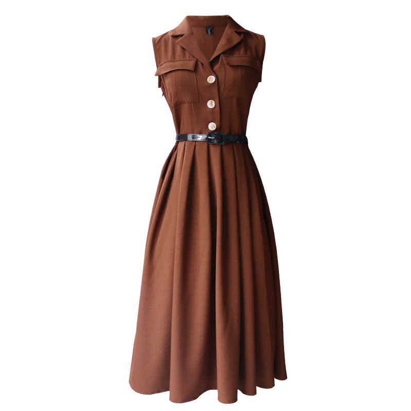 Retro Dress Suit Collar Sleeveless Workwear Skirt