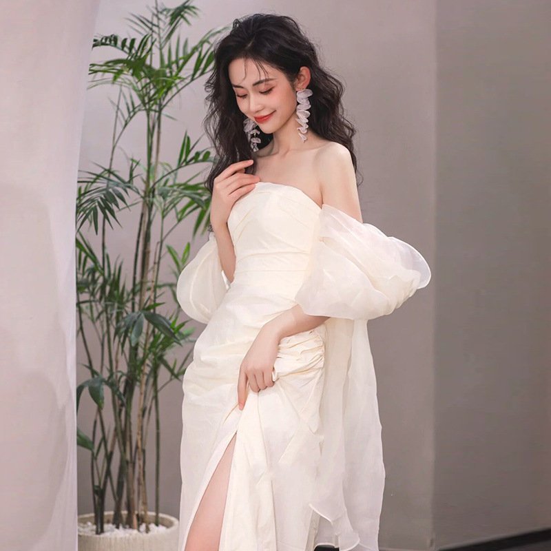 Tube Top Light Wedding Dress Bride Simple Long — photo 4
