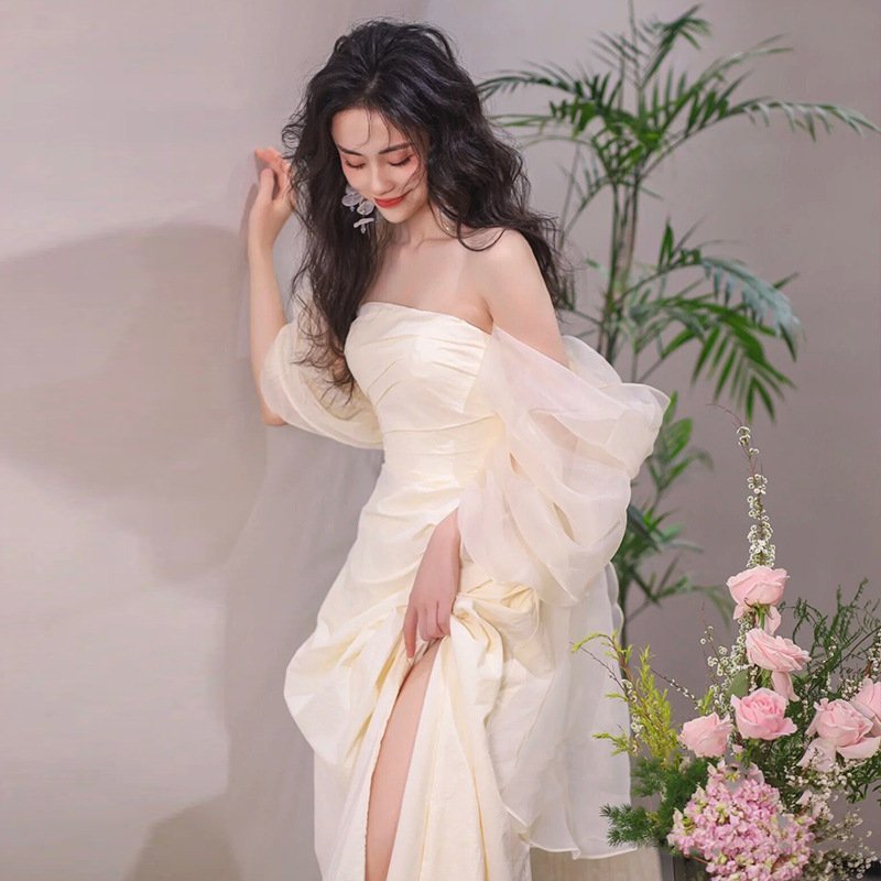 Tube Top Light Wedding Dress Bride Simple Long — photo 3