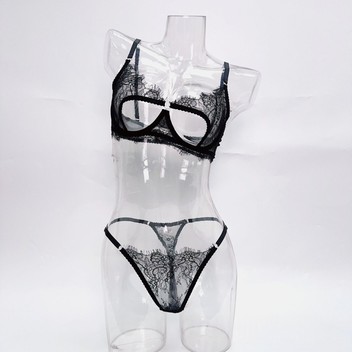 French Lace Sheer Erotic Lingerie Thong Set — photo 4