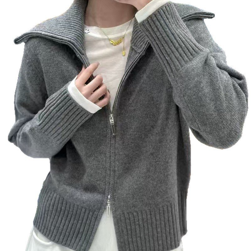 Women's Double-open Zipper Sweater Coat — photo 2
