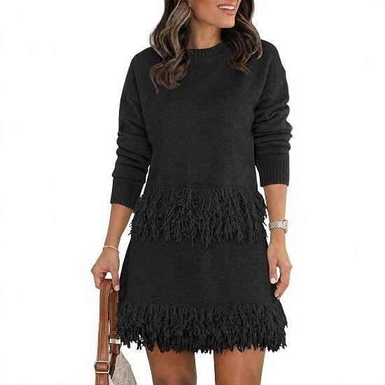 Women's Fashionable Casual Round-Neck Tassel Skirt Set — photo 2