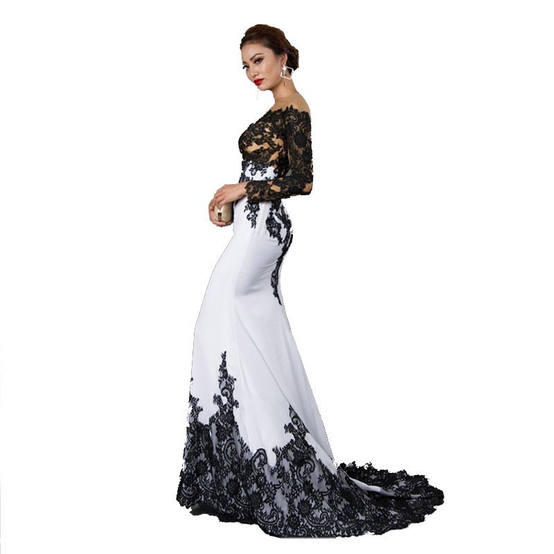 Embroidered Lace Maxi Dress With Fishtail Slim Tail — photo 3